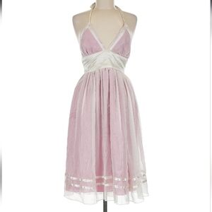Elegant Pink and White Halter Dress